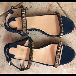 NEW Christian Louboutin blue suede sandal Sz41
